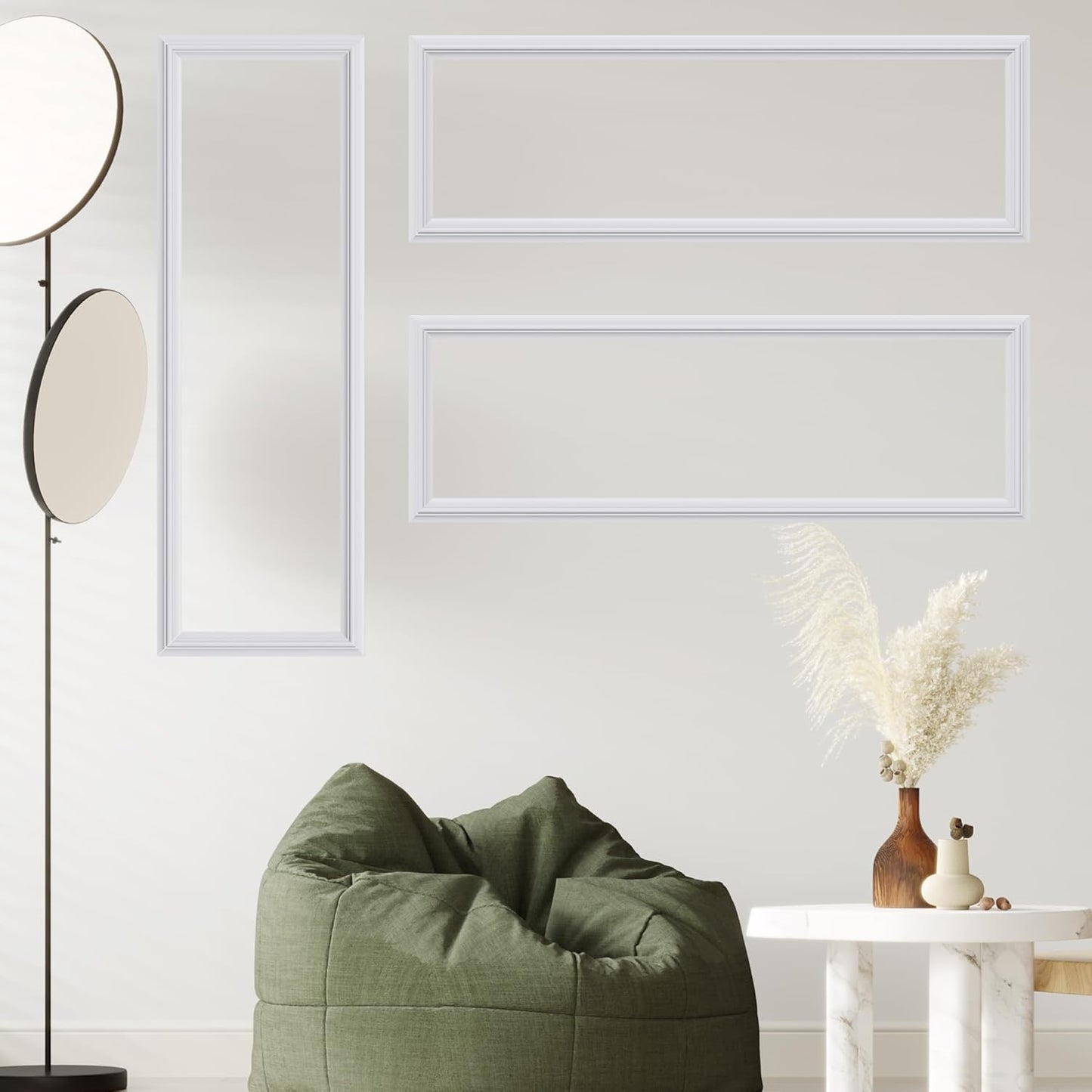 3 PCS Premade Wainscoting Panels Accent Wall Panels for Interior Wall Decor Easy DIY Build and Batten Chair Rail & Picture Frame Door Decor (8 x 24 in)