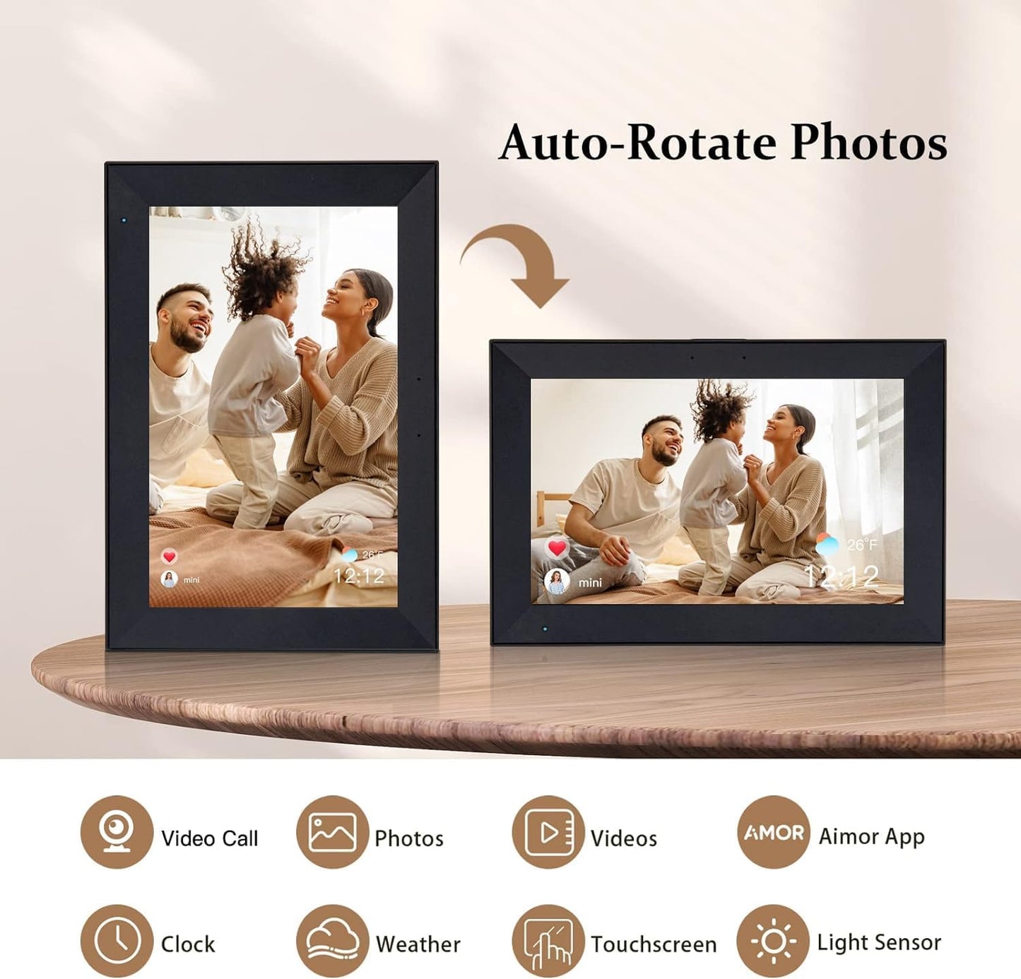 Digital Picture Frame 10.1 Inch Smart WiFi Digital Photo Frame IPS HD Touch Screen Video Call Photo Frame with 16GB Storage, Auto-Rotate, Easy Setup to Share Photos or Videos Remotely via AiMOR APP
