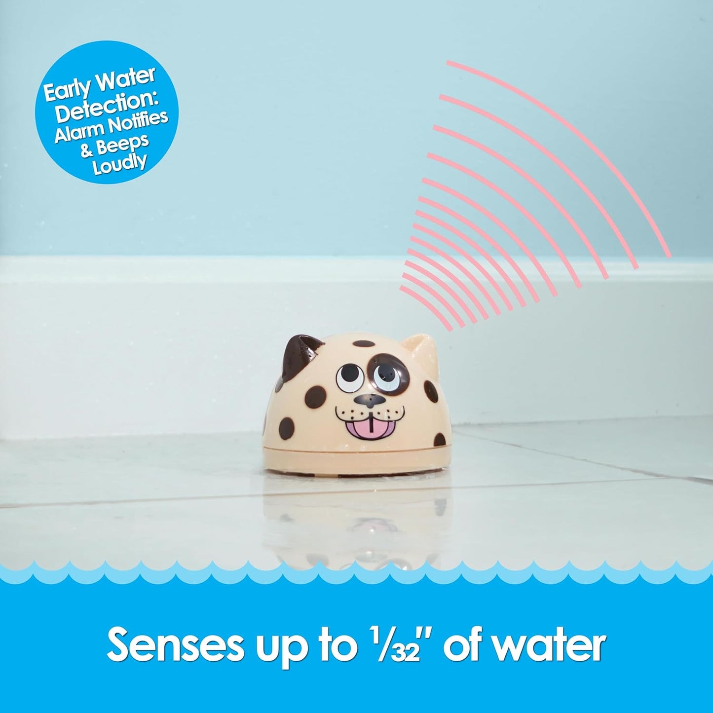 Water Leak Puppy Monitoring Sensor with Alarm 1 Pack - Electronic Flood Detector for Kitchen & Basement- Detects as Little as 1/32" of Liquid- Overflow Alert Beeps Loudly- XMAS Gift for New Homeowners