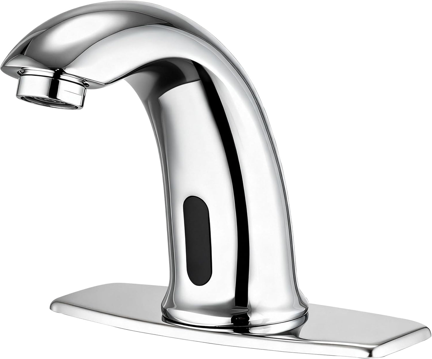 Touchless Bathroom Sink Faucet Automatic Motion Sensor Hands Free Faucet with Hole Cover Plate and Temperature Mixer,Commercial Solid Brass Faucet,AC/DC Powered,1 Hole or 3 Hole (Chrome)