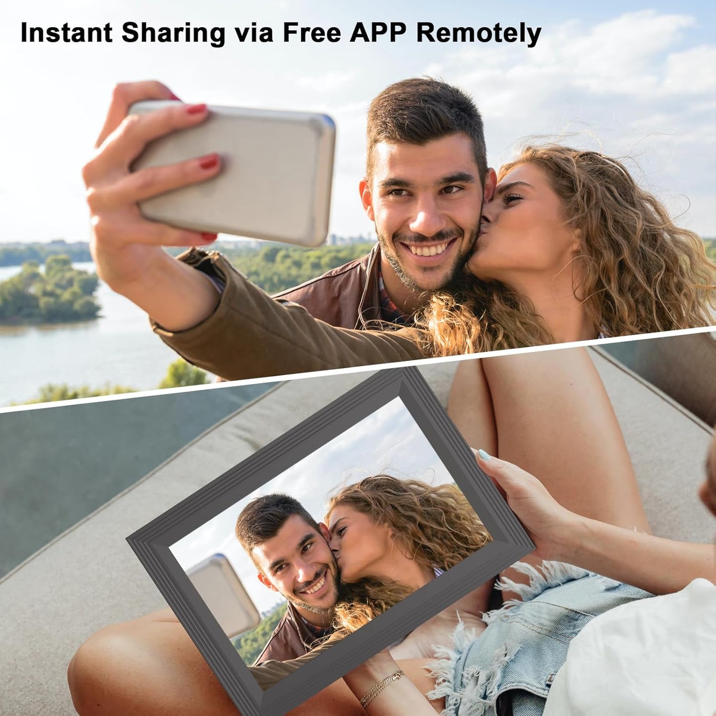 Digital Picture Frame 10.1 Inch WiFi Photo Frame Electronic, IPS Touch Screen, 16GB Storage, Auto-Rotate,Easy Setup and Share Photos and Videos via App from Anywhere