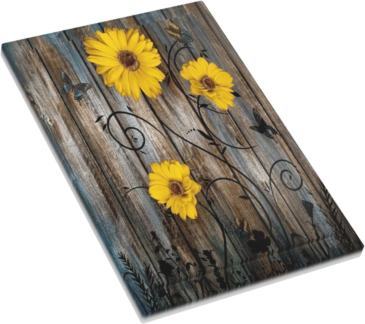 Rustic Barn Sunflower Wooden Daisy Flower Plank Light Switch Cover Plate 1 Gang No Device Blank Electrical Wall Plates Faceplate Decorative Switch Plate for Farmhouse Home Decor