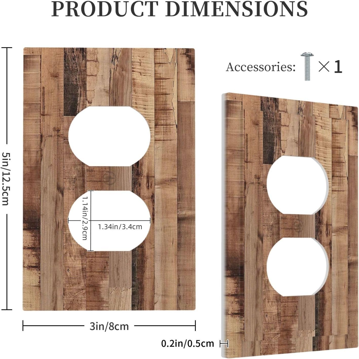 Outlet Covers Rustic Brown Wood Grain 1 Gang Duplex Wall Plate Decorative Switch Plates Electrical Receptacle Faceplate Light Switch Cover for Farmhouse Kitchen Decor
