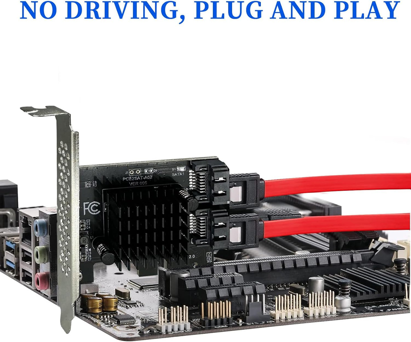 PCIe to SATA3.0 Expansion Card - ASM1061 2-Port 1X Controller | 6Gbps High-Speed Transmission | Hot-Swappable | Compatible with SSD/Mobile Hard Drives | for Windows, Mac, Linux
