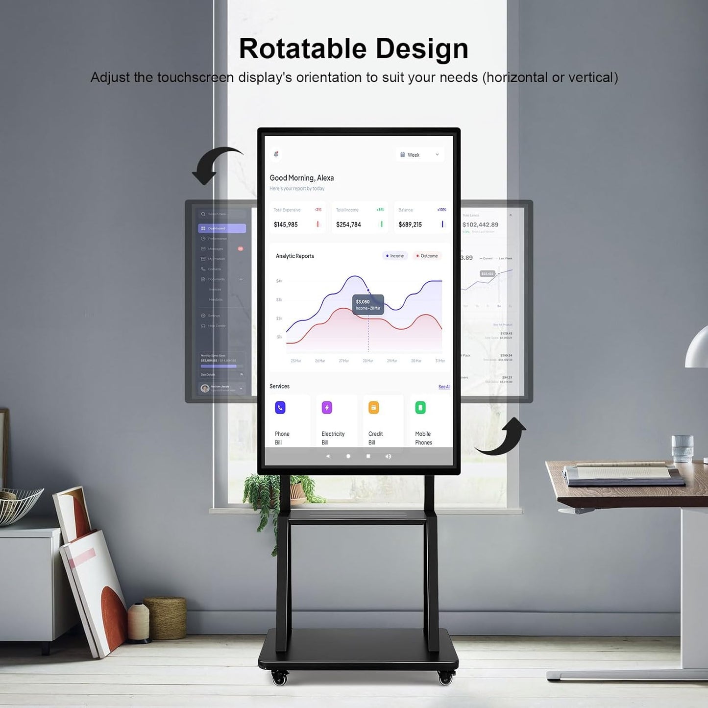 49" Smart Board, Digital Whiteboard Electronic Interactive for Classroom Office Home, Screen Mirroring from Android & iOS for Presention Annotation Live Streaming (49 inch)