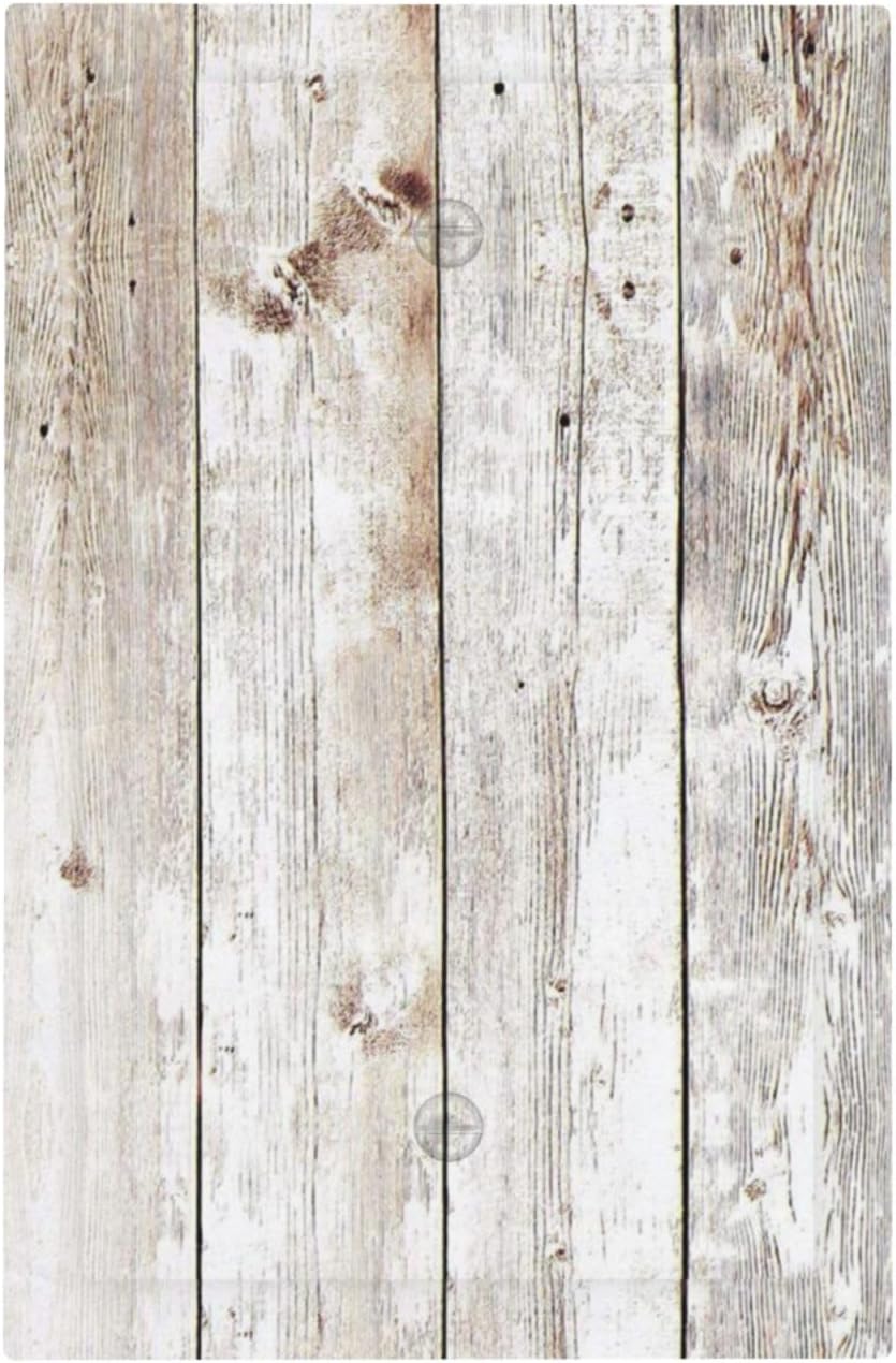 Vintage Light Wood Retro Rustic White Gray Oak Print Light Switch Cover Plate 1 Gang No Device Blank Electrical Wall Plates Faceplate Decorative Switch Plate Covers for Farmhouse Home Decor