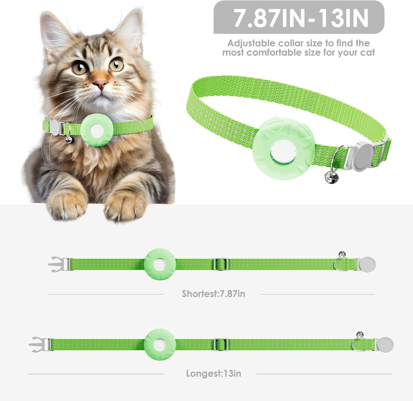 Pet Tracker for Cats, Works with Any Collar, Pet Tracker Compatible with Apple Find My App (Only iOS), No Monthly Fee, Light Green
