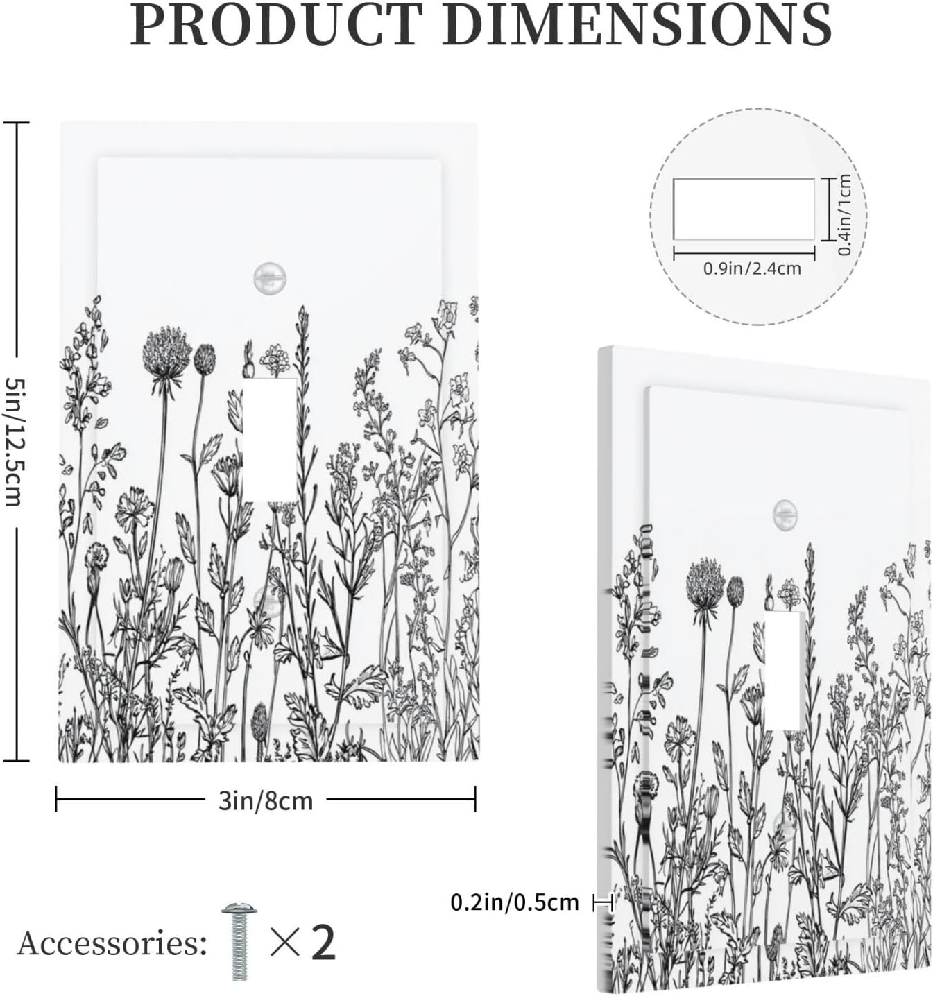 Decorative Light Switch Cover Floral Wildflower Rustic Plant Leaves 1 Gang Single Toggle Device Electrical Faceplate Switchplates Decorator Outlet Wall Plate For Farmhouse Cabin Decor