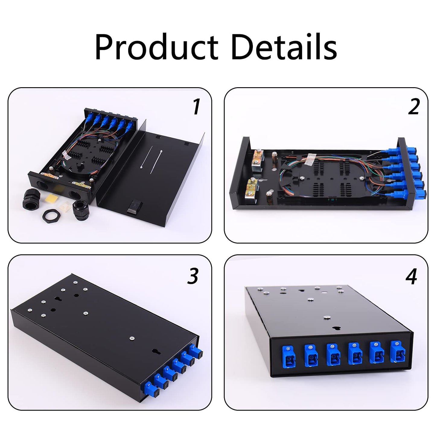 SC SM 6Port Box +Cables Wall Mount Fiber Enclosure with Splicing Module and Loaded 6 Port SC-UPC Singlemode LGX Panel
