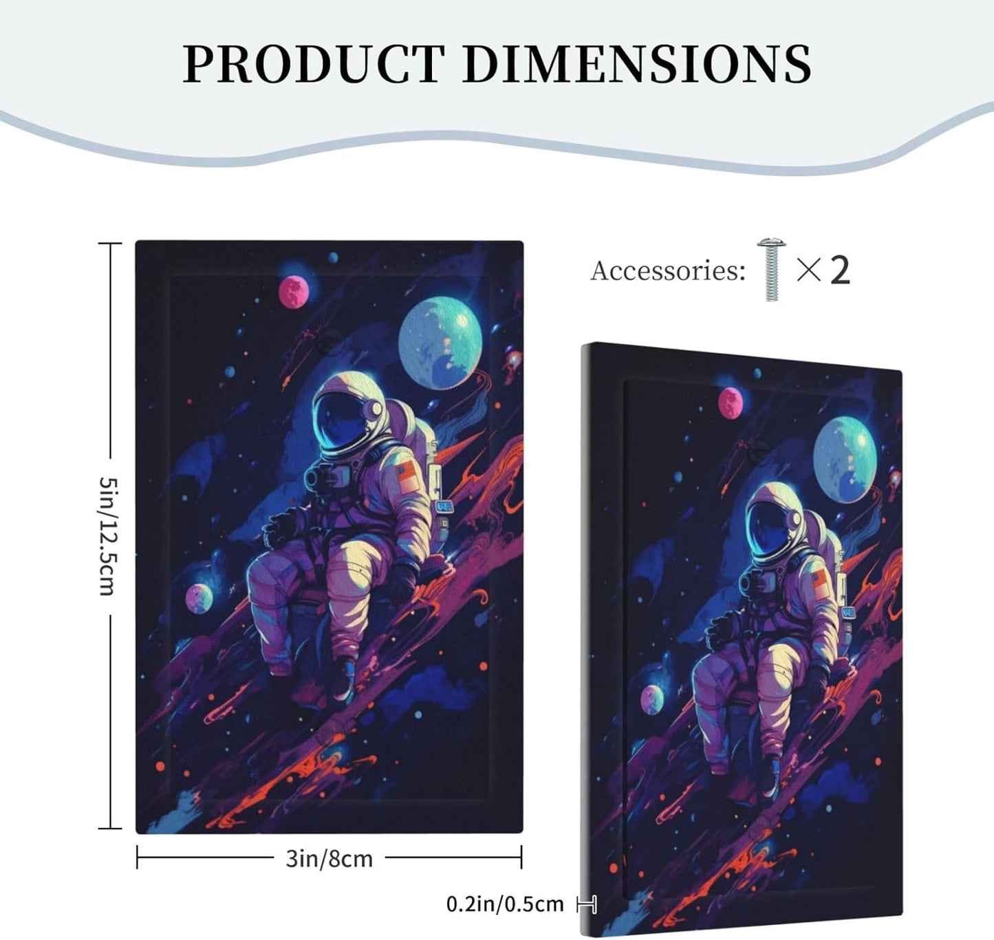 Decorative Light Switch Cover Plate Purple Space Astronaut Planet 1 Gang No Device Single Blank Outlet Covers Wall Plate Cover Switchplate Electrical Face Plate for Bedroom Home Decor