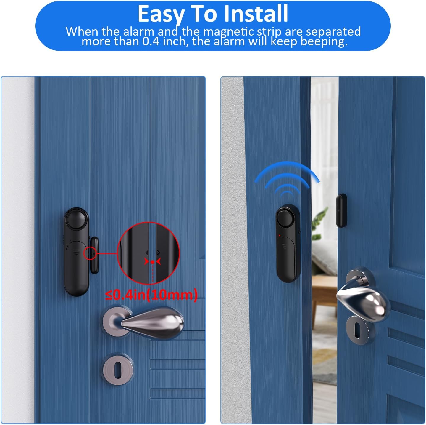 Window and Door Alarm When Opened (5 Pack) for Kids Safety/Home Security, Sliding Glass Front Door Opening Sensor Alarms for Dementia, 120dB Burglar Alert, Ideal for Business, Garage, Apartment, Black