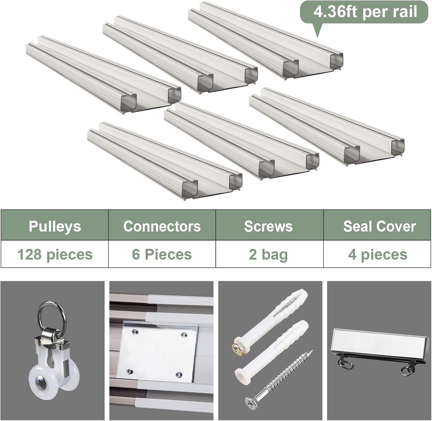 ZSHINE Heavy-Duty Curtain Conjoined Double Track rails Ceiling Mounting for Living Room Bedroom Room Divider (White 13.1ft 2sets)