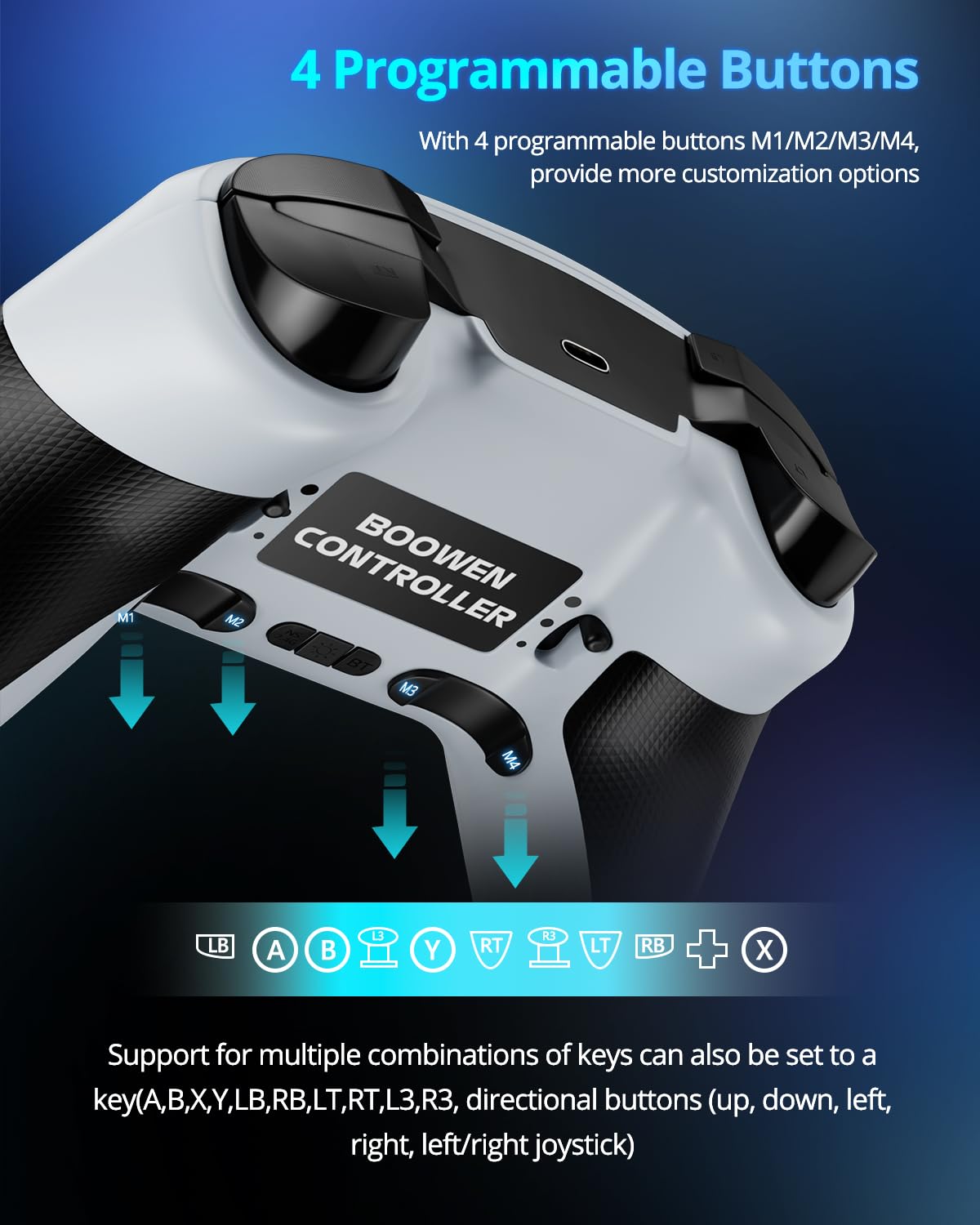 Multi-Platform Wireless Controller, PC Gaming Controller with 2.4G Adpater/Hall Joysticks/Hall Triggers/1200 mAh Battery/4 Programmable Buttons/RGB Lighting, Compatible with PC Windows 7/8.1/10/11, Switch/OLED/Lite, iOS, Android, Steam-White