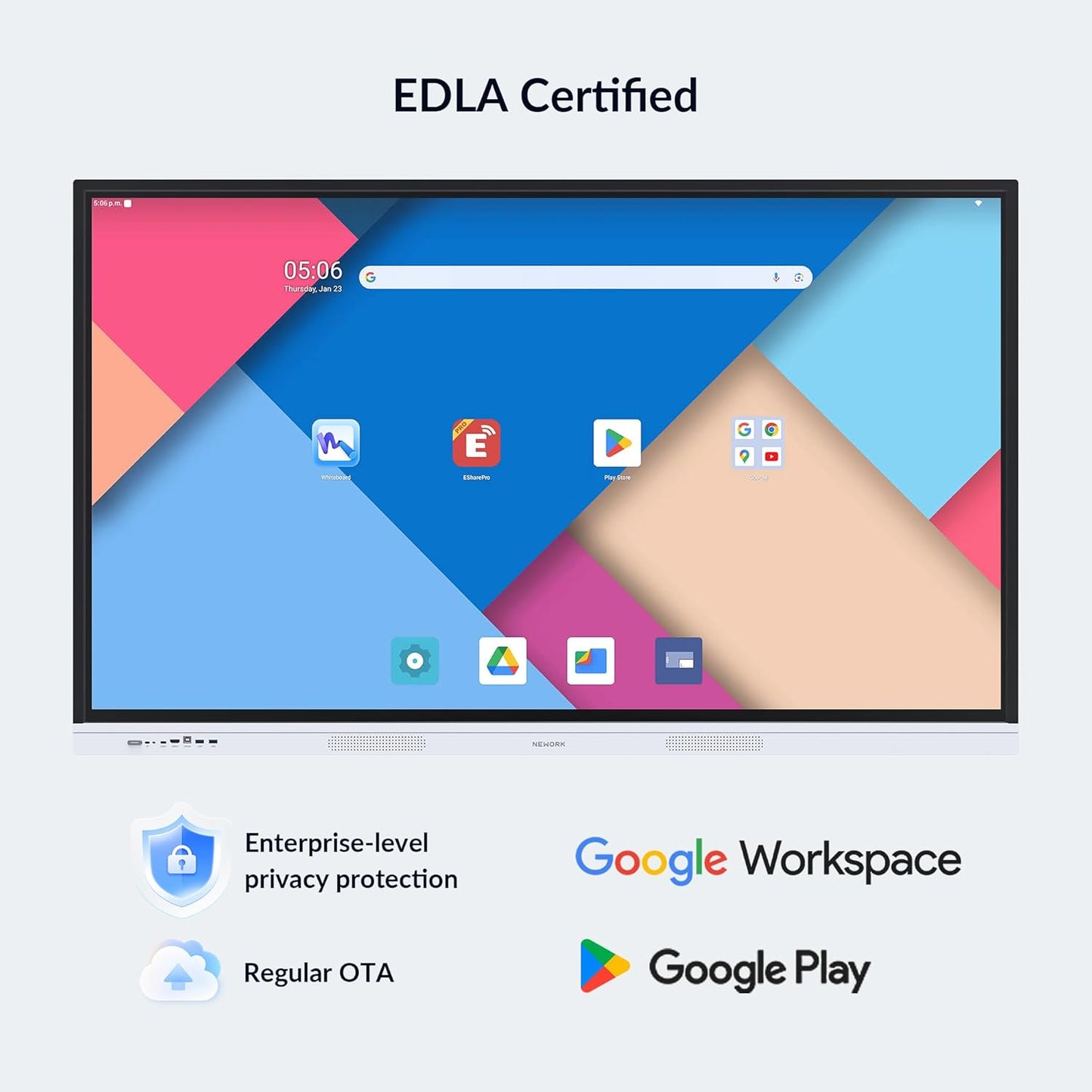 55 Inch Interactive Whiteboard with Mobile Cart, Smart Board for Classroom, Digital Whiteboard with Google EDLA-Certified(Wall Mount Included)