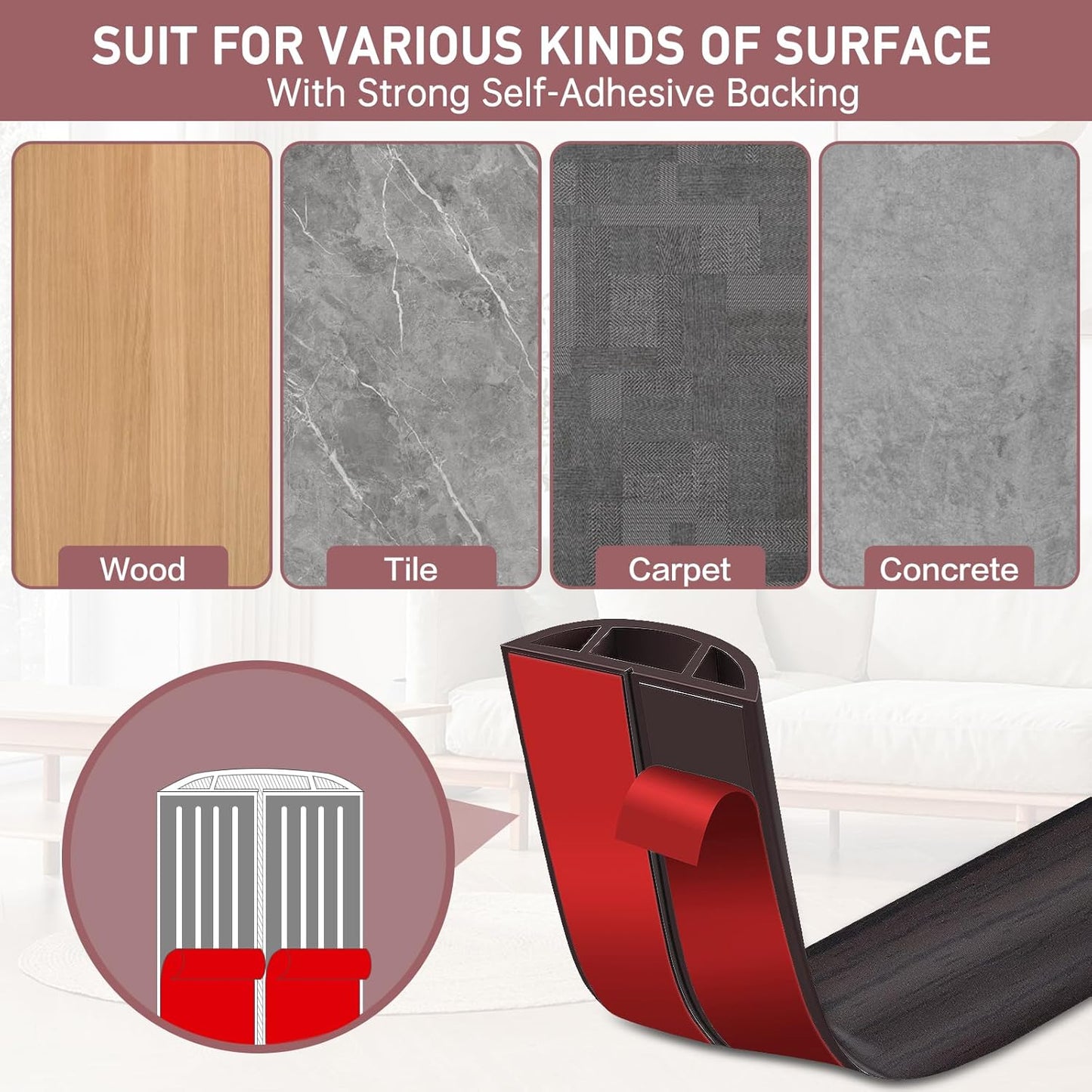Floor Cord Cover Self Adhesive Cord Hider Floor Extension Cord Covers for Floor Power Cord Protector Cable Management Prevent Cable Trips Cable Cavity 0.51" W x 0.31" H (Dark Walnut, 3.3Ft)