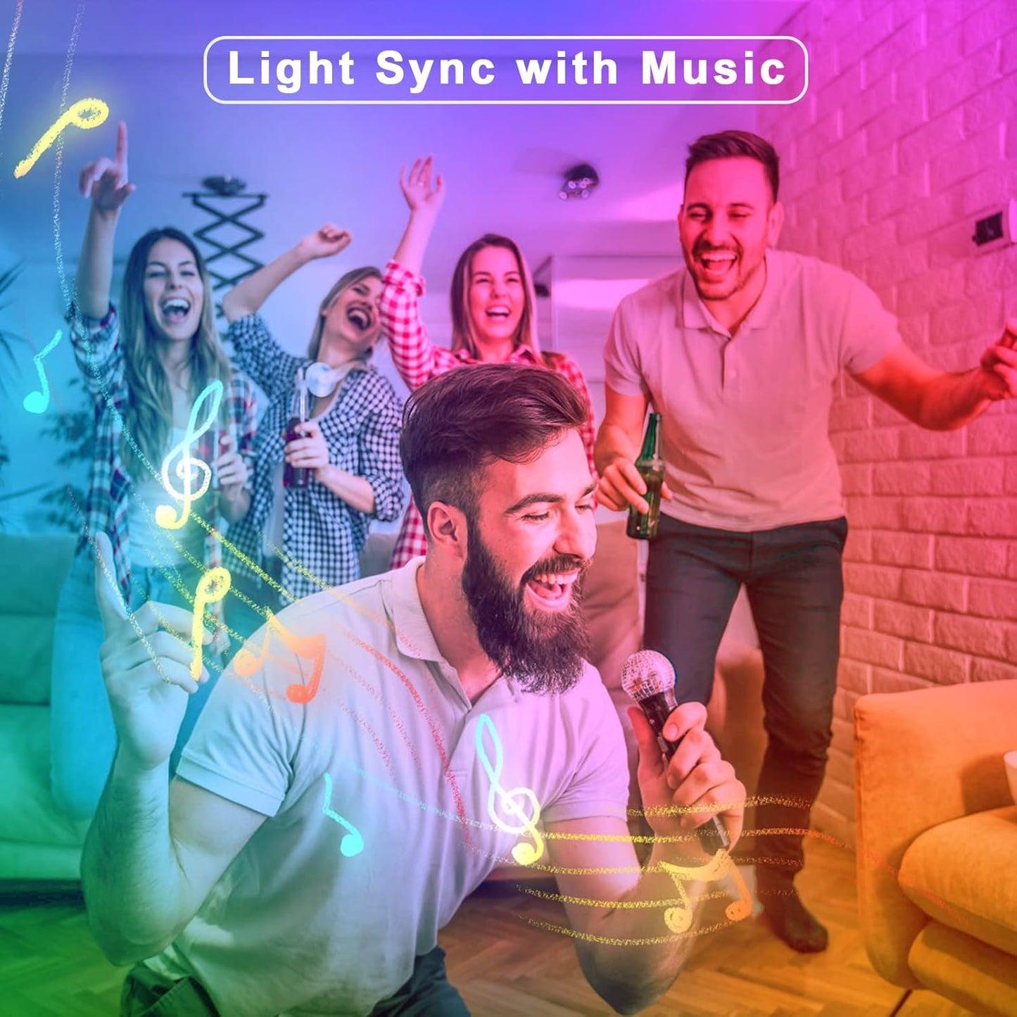 RGBWW Bluetooth LED Strip Lights, 65.6ft Tunable White 3000K to 6500K+RGB Led Light Strips, Music Sync Color Changing Indoor LED Rope Lights for Cabinet, Bedroom,2 Roll of 32.8ft