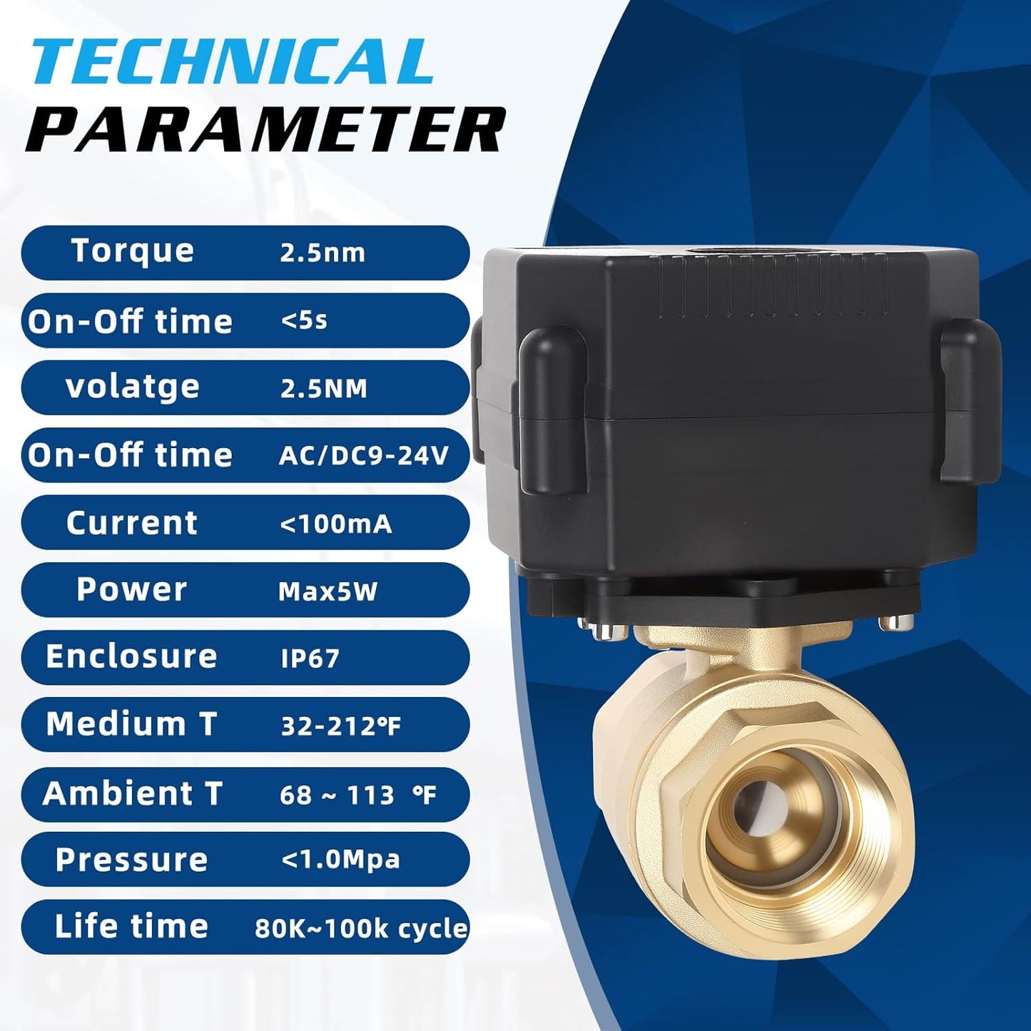 Motorized Ball Valve 30 Pack - 1" Brass Electric Ball Valve with Full Port, 9-24V AC/DC and 2 Wire Auto Return Setup