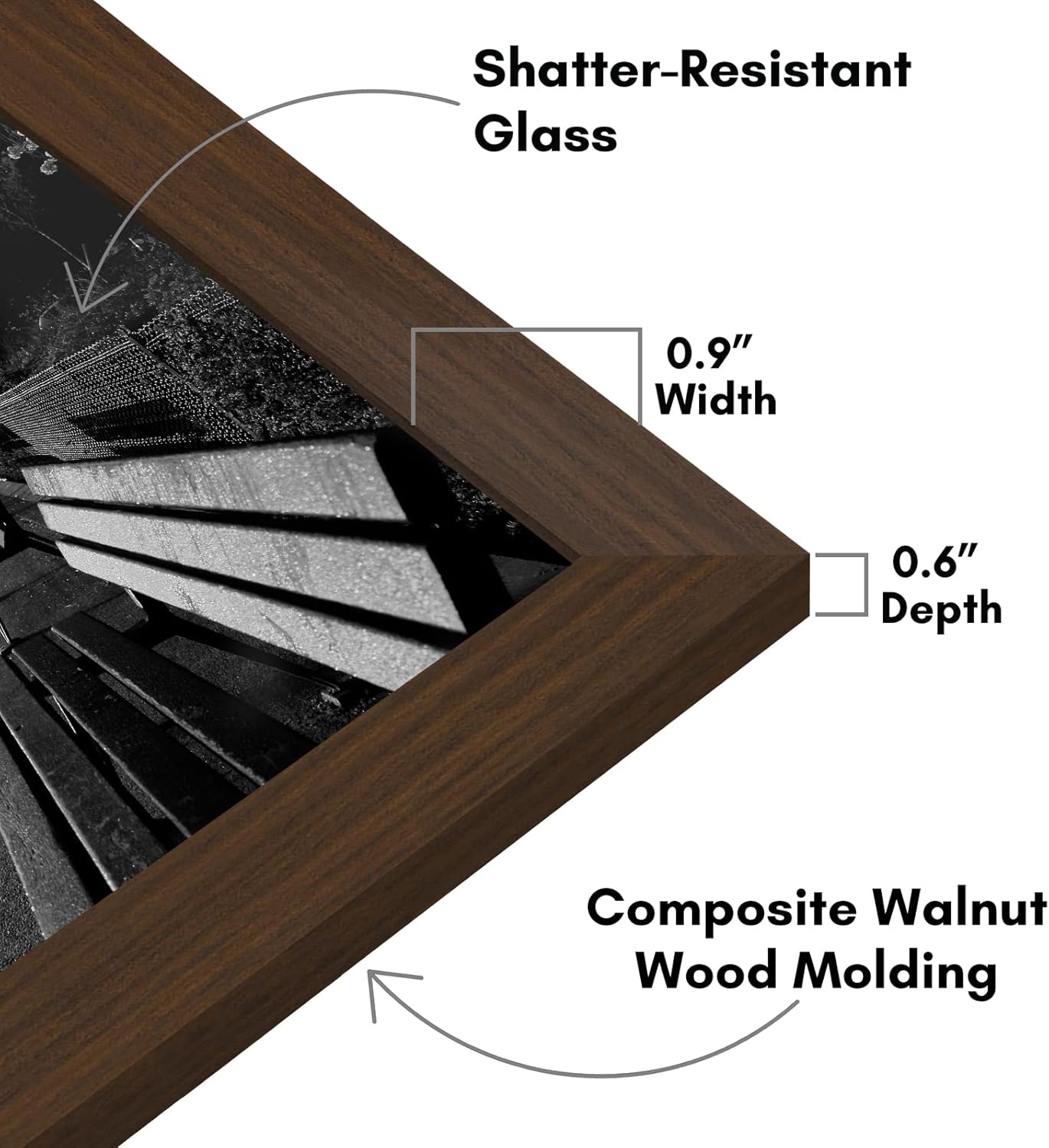 Americanflat 8x12 Picture Frame with Shatter-Resistant Glass - Signature Collection - Gallery-Style Frames Made of Engineered Wood - Photo Frame for Tabletop and Wall Display - Walnut