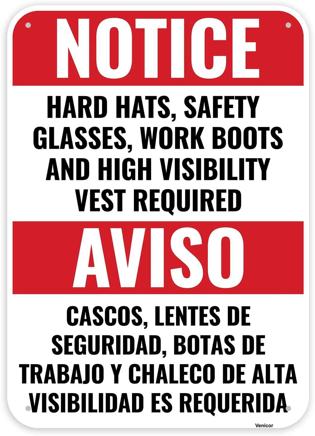 1PC Construction Signs, 14 x 10 Inches - Aluminum - Danger Area Under Construction Safety Site Signs For Jobsites - Bilingual Spanish