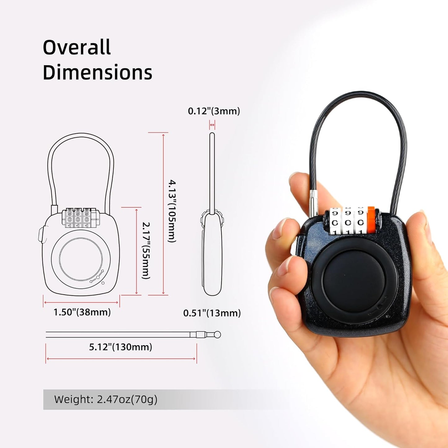 [Apple MFi Certified] iOS Tracker Tag & Holder with Combination Lock, Compatible with Apple Find My, AirTag Holder Case, GPS Tracker Luggage Lock for Travel Essentials, Suitcase, Backpack, Kids, Bag