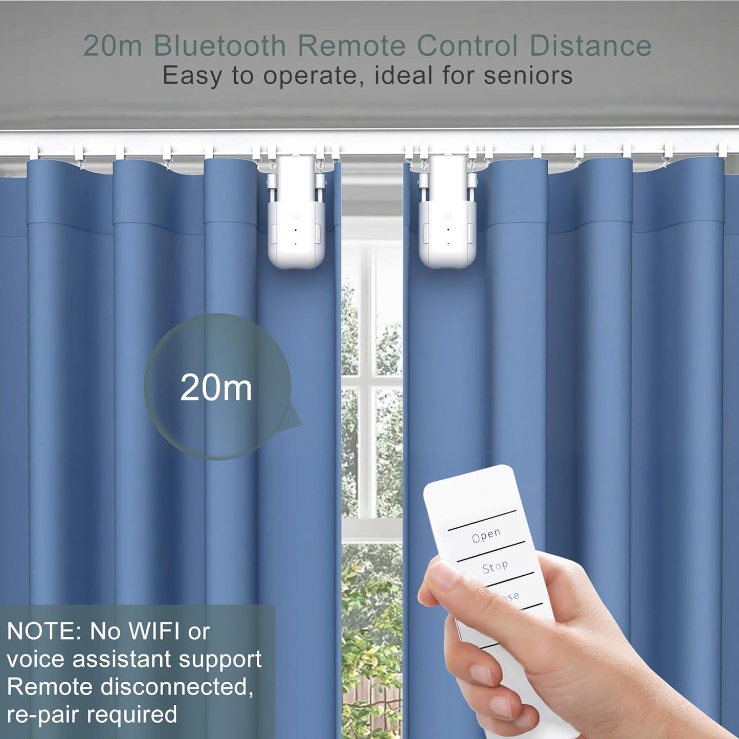 Automatic Curtain Opener 2 Pack: Smart Electric Curtains Closer Robot with Remote Control｜No Drill Quiet Motor｜Compatible for Roman Rods, T & U Tracks｜Long-Lasting Battery for Bedroom & Home