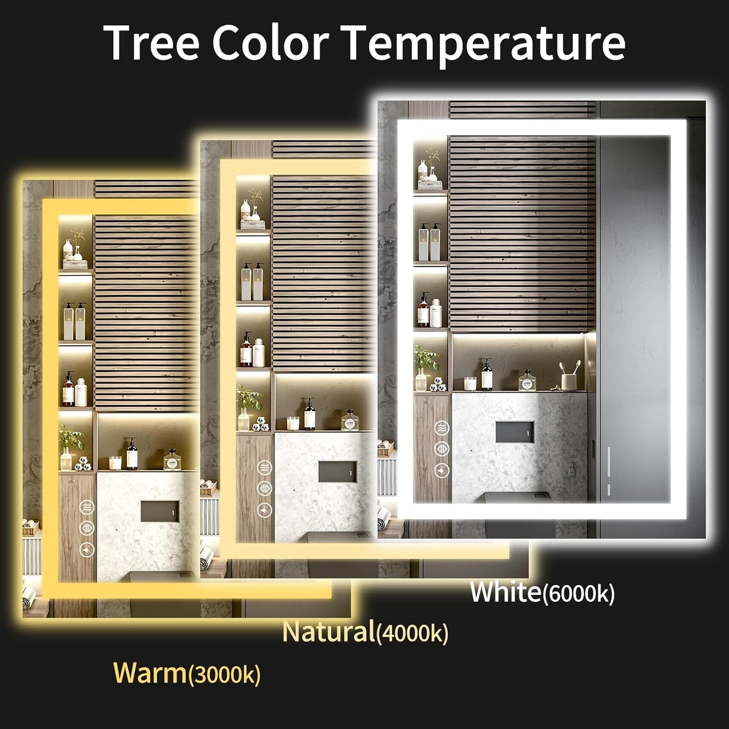 20"x28" LED Bathroom Mirror with Lights, Dimmable，Anti-Fog，Bathroom Vanity Mirror for Wall, Backlit + Front Lit, Memory Function, Shatter-Proof，Tempered Glass