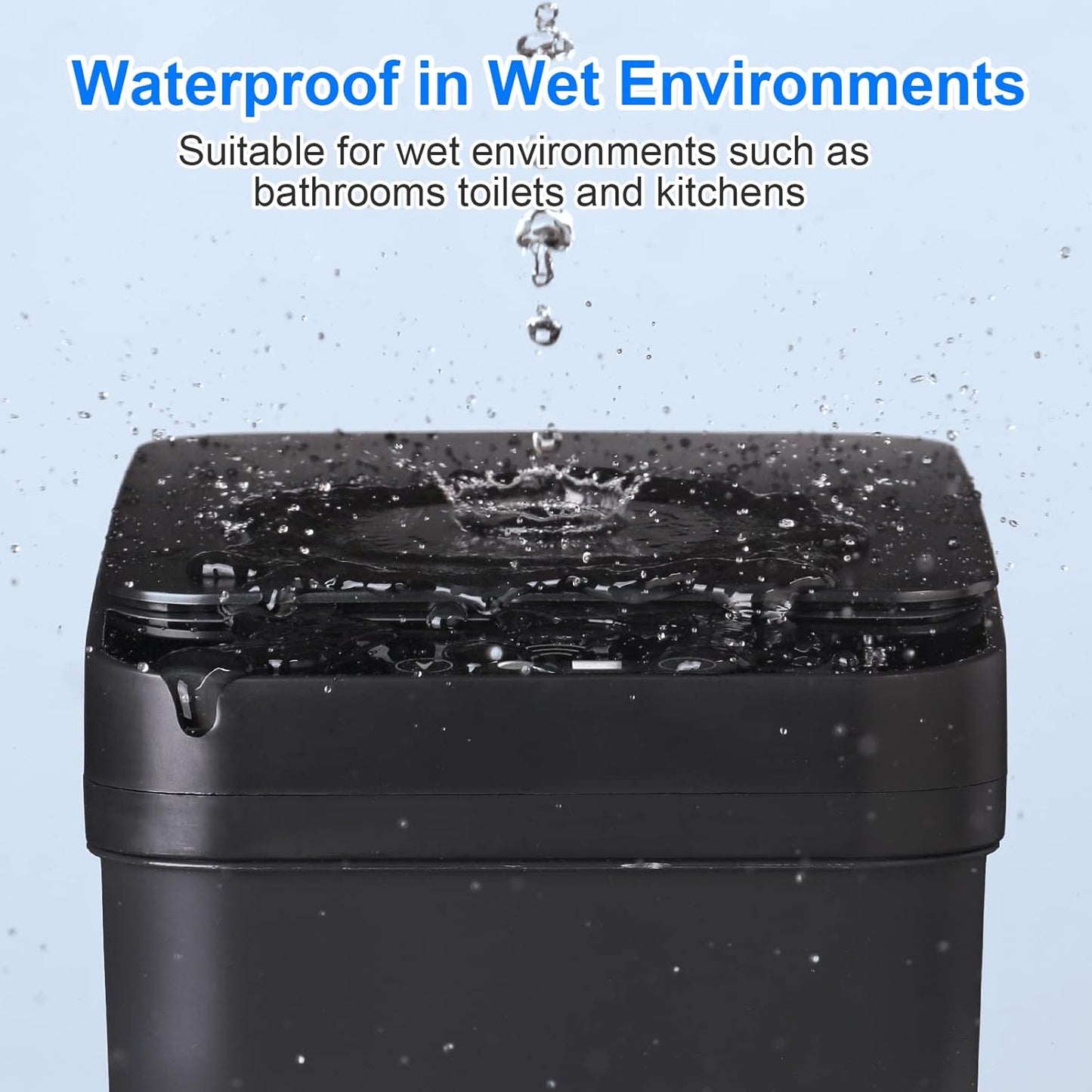 Bathroom Automatic Trash Can 3 Pack 2.2 Gallon Motion Sensor Touchless Small Slim Garbage Can with Lid Smart Electric Narrow Garbage Bin for Bedroom Living Room Office Kitchen (Black)