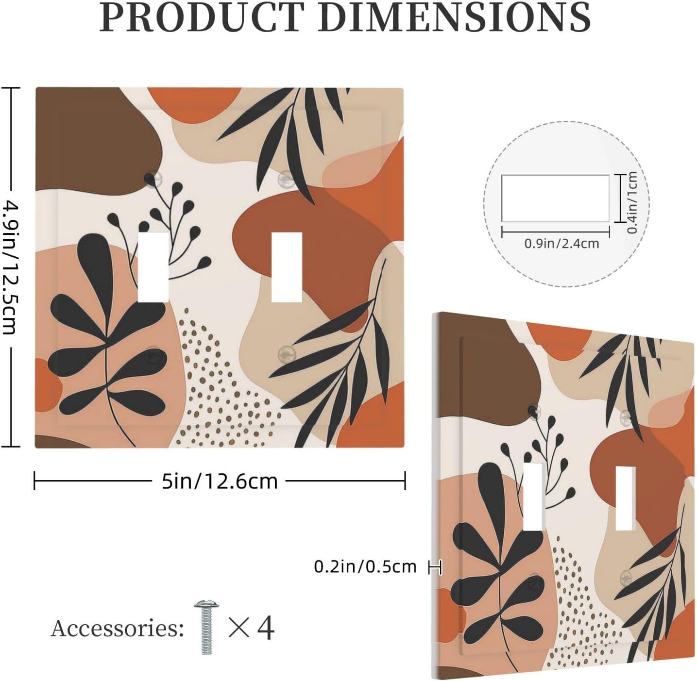 Decorative Switch Plates Boho Botanical Orange Green Beige Minimalist 2 Gang Double Toggle Outlet Light Switch Cover Wall Plate Electrical Faceplate for Bedroom living Room Decor