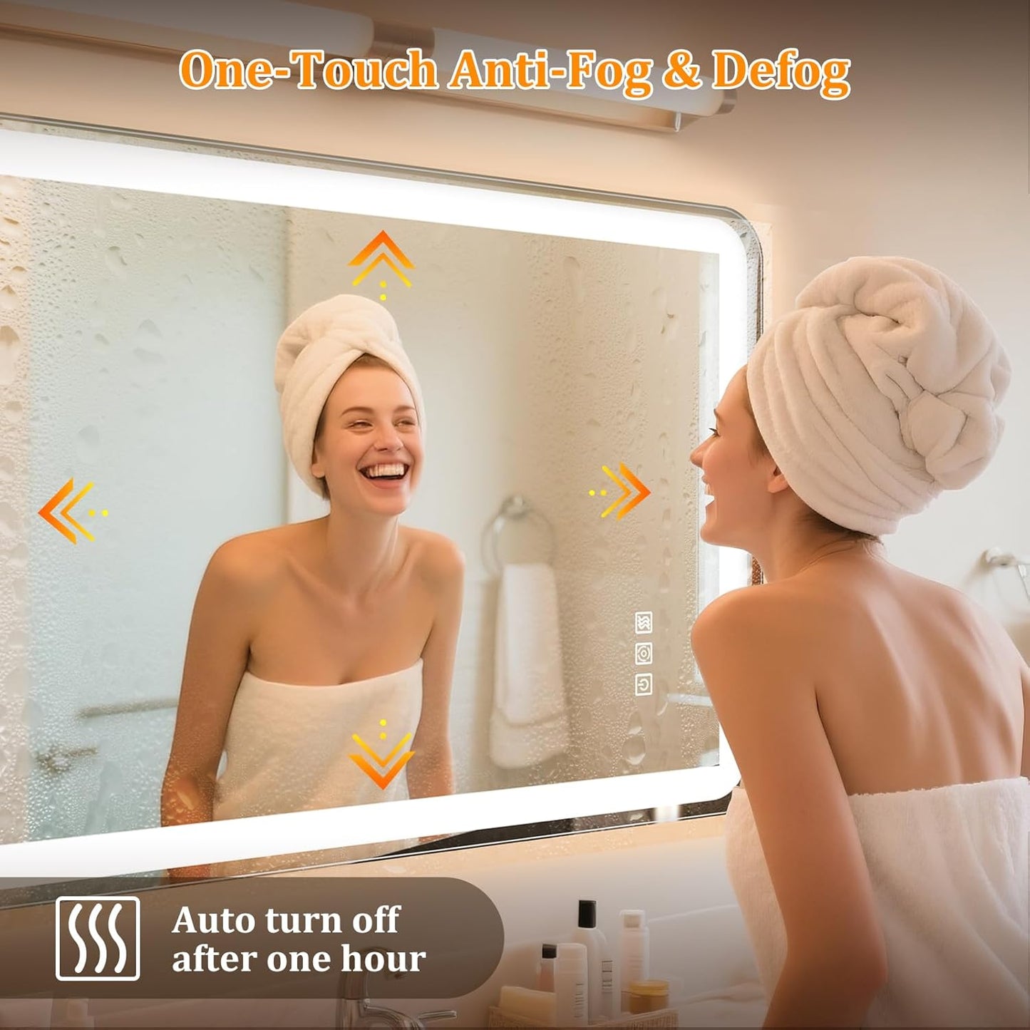 24"x32" LED Bathroom Mirror with Lights, Front and Backlit, Stepless Dimmable, Lighted Mirror for Bathroom Wall, 3 Colors Dimmable Vanity Mirror with Lights, Anti-Fog, Shatter-Proof Glass(Round)