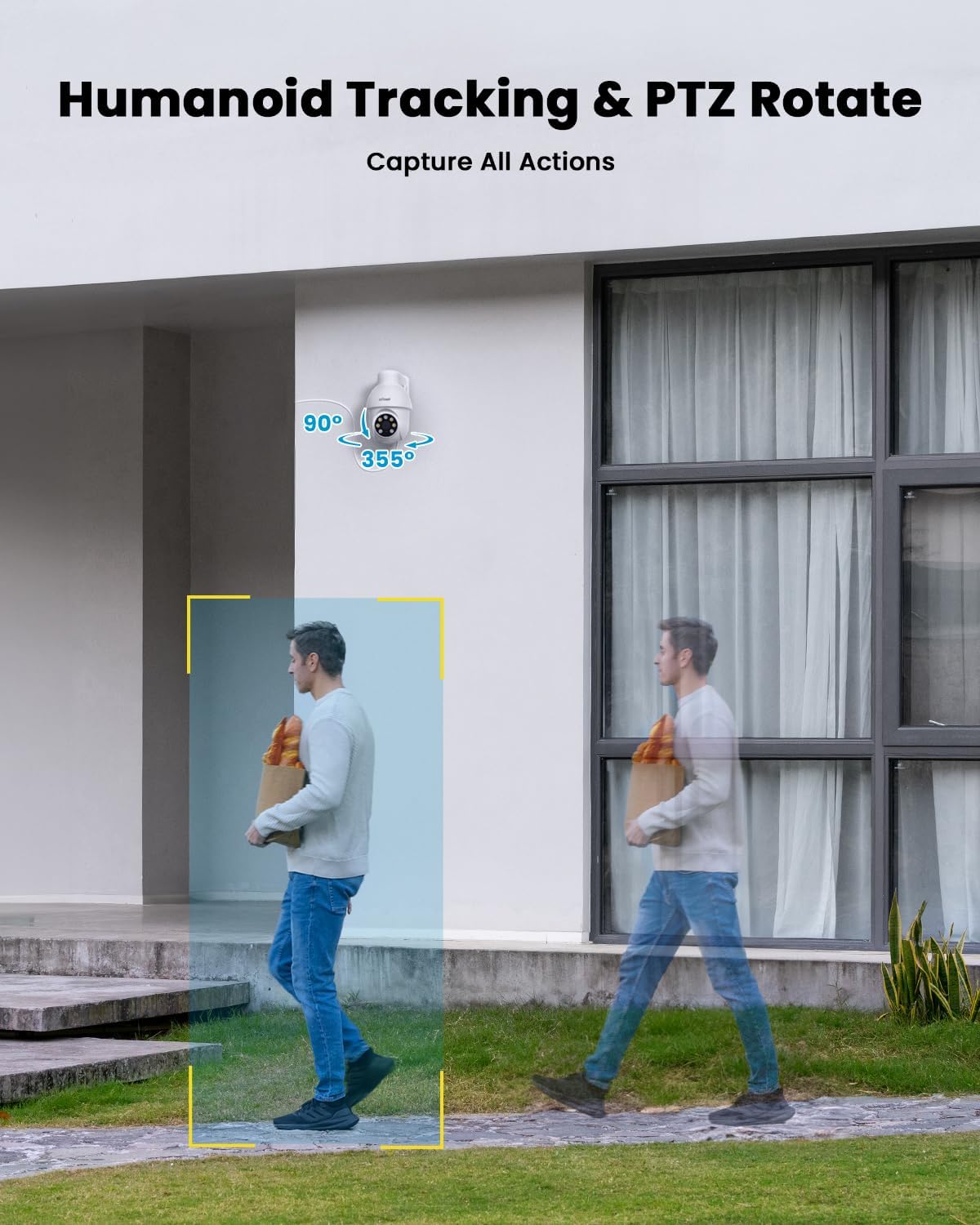ieGeek 5MP POE Camera, Outdoor Security IP Camera with 355° Pan/90° Tilt, Wired Security Cameras for Home Surveillance, AI Detection, Auto Tracking, 2-Way Audio, Night Vision, 24/7 Recording