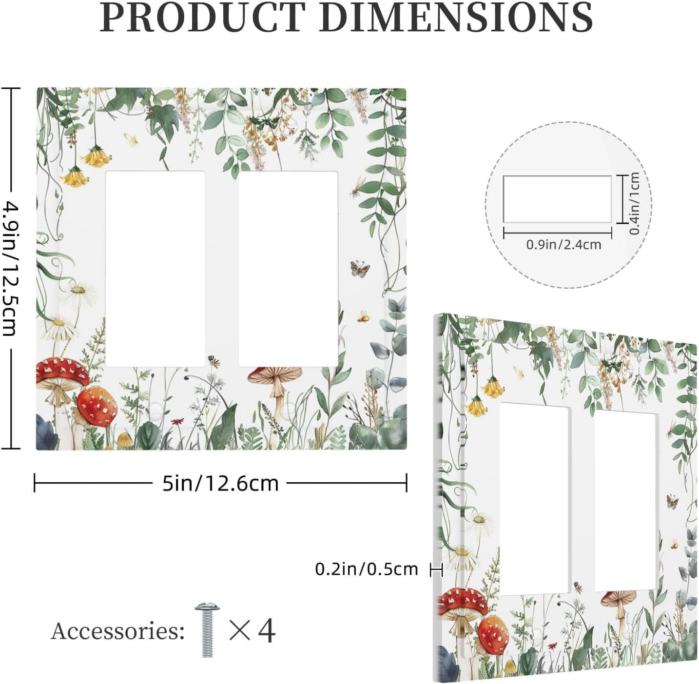 Decorative Outlet Covers Sage Plant Red Mushroom Butterfly Wild Flower 2 Gang Double Gfci Rocker Electrical Wall Panels Light Switch Cover Plate For Bed Room Kids Room Decor