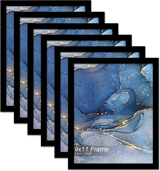 9x11 Picture Frame Set of 6, Black Frame for 9 x 11 Inch Picture Poster Photo, Light Weight and High Transparent 9 by 11 Frame for Wall - 6 Pack/Black/9"x11"