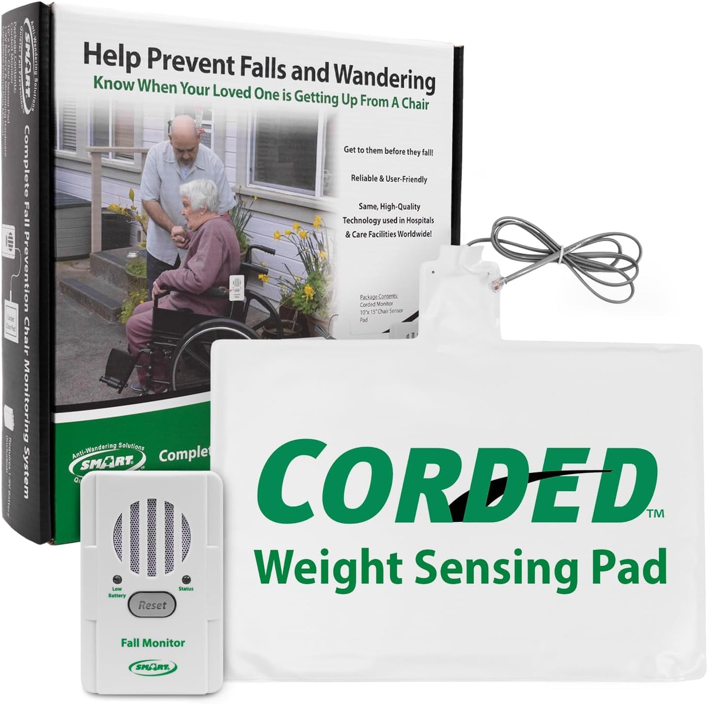 Smart Caregiver Chair Exit Alarm System for Fall and Wandering Prevention – Know When They get up - Weight Sensing Chair Pad for Automatic Motion Detection for Elderly