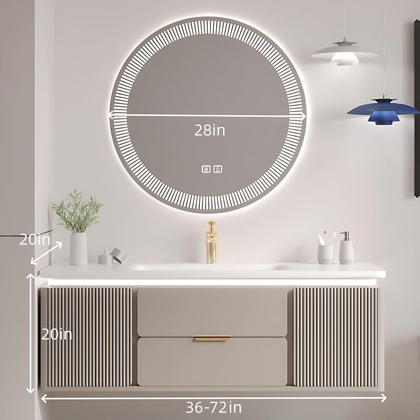 Modern Bathroom Vanity with Sink - Wall Mounted Vanity Cabinet with High-Definition Smart Storage Mirror, Time Display & LED Lights, Defogging | Bathroom Sink Cabinet (Mirror Cabinet, 72in)