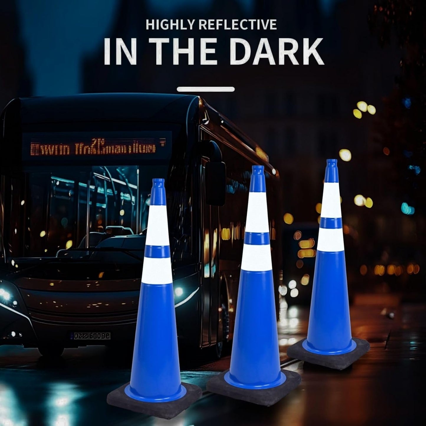 BESEA 8Pack 36” inch Traffic Cones Blue Road Parking Cones Construction Safety Cone Structurally Stable for Traffic Control(Blue Color)