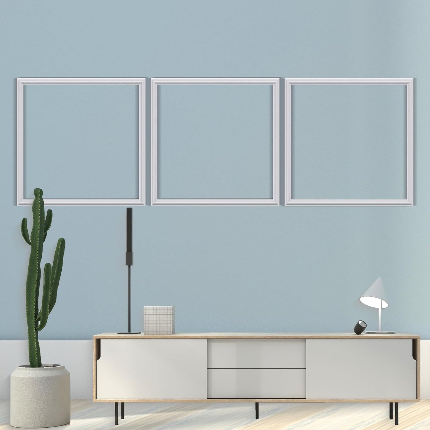 3 PCS Premade Wainscoting Panels Accent Wall Panels for Interior Wall Decor Easy DIY Build and Batten Chair Rail & Picture Frame Door Decor(20 x 20 in)