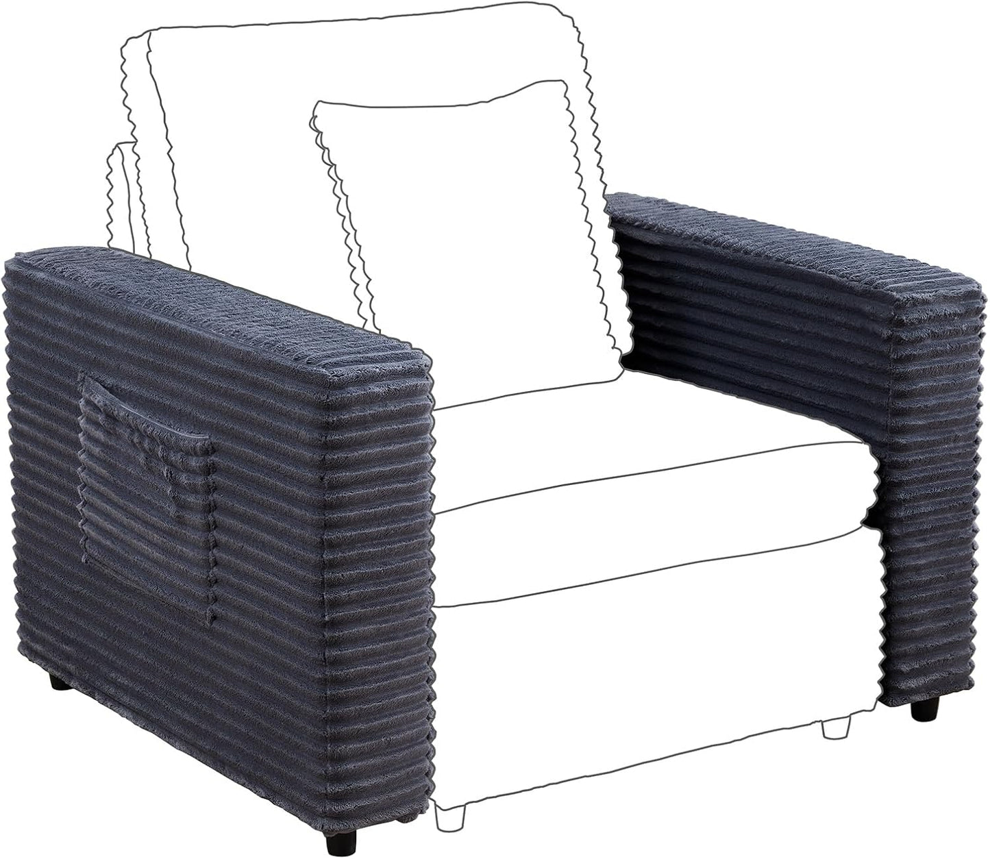 LEVNARY Modular Sofa Armrest Set of 2 with Side Storage Pockets, Faux Rabbit Fur Upholstered Arm Panels, Compatible with Modular Recliner System (Gray)