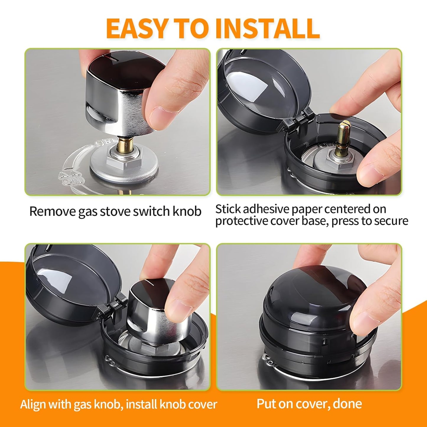 Gas Stove Knob Covers – Heat-Resistant Baby Proof Stove Knob Covers, Universal Size Gas Stove Knob Locks, Stove Child Proof Knobs with Adhesive, Stove Safety Guard for Kids Toddler Pet(4 Pack)