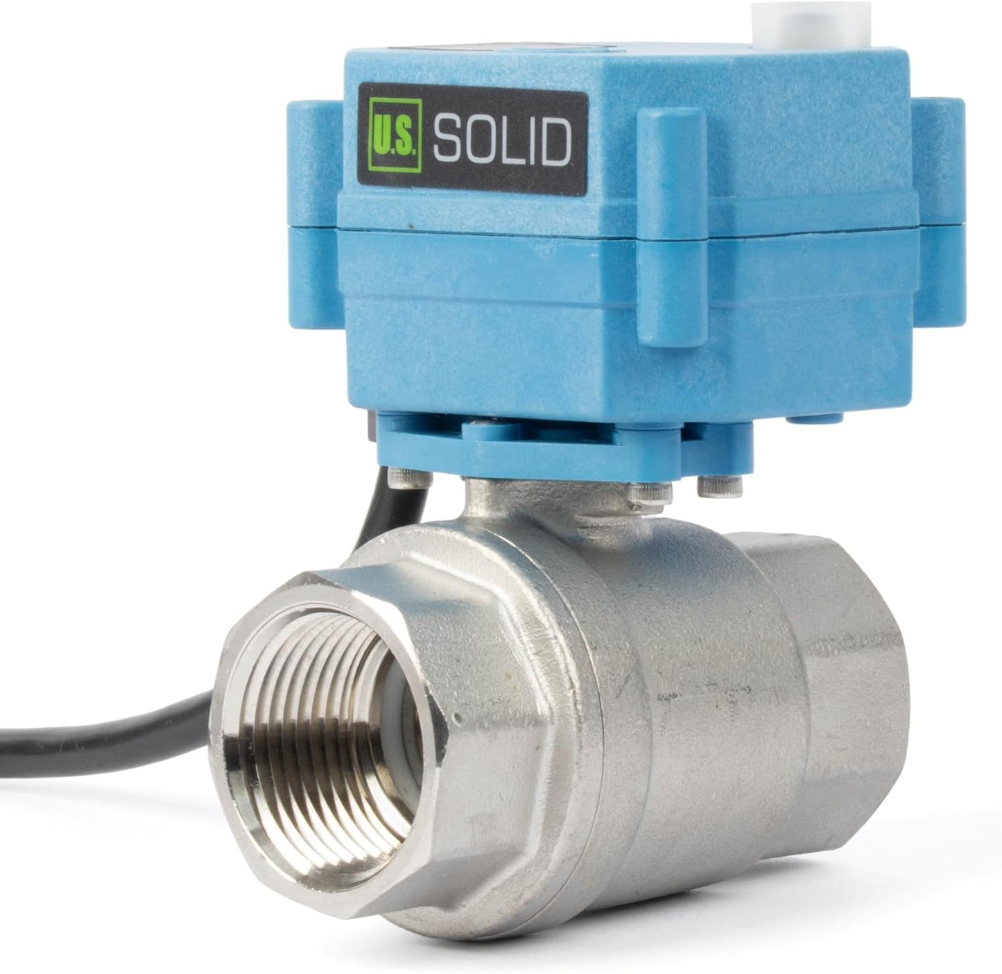 U.S. Solid 1 inch NPT 304 Stainless Steel Motorized Ball Valve - Plastic Electrical Ball Valve, 2 Wire Auto Return, AC 110~230V, Normally Closed, IP67, NSF Certified