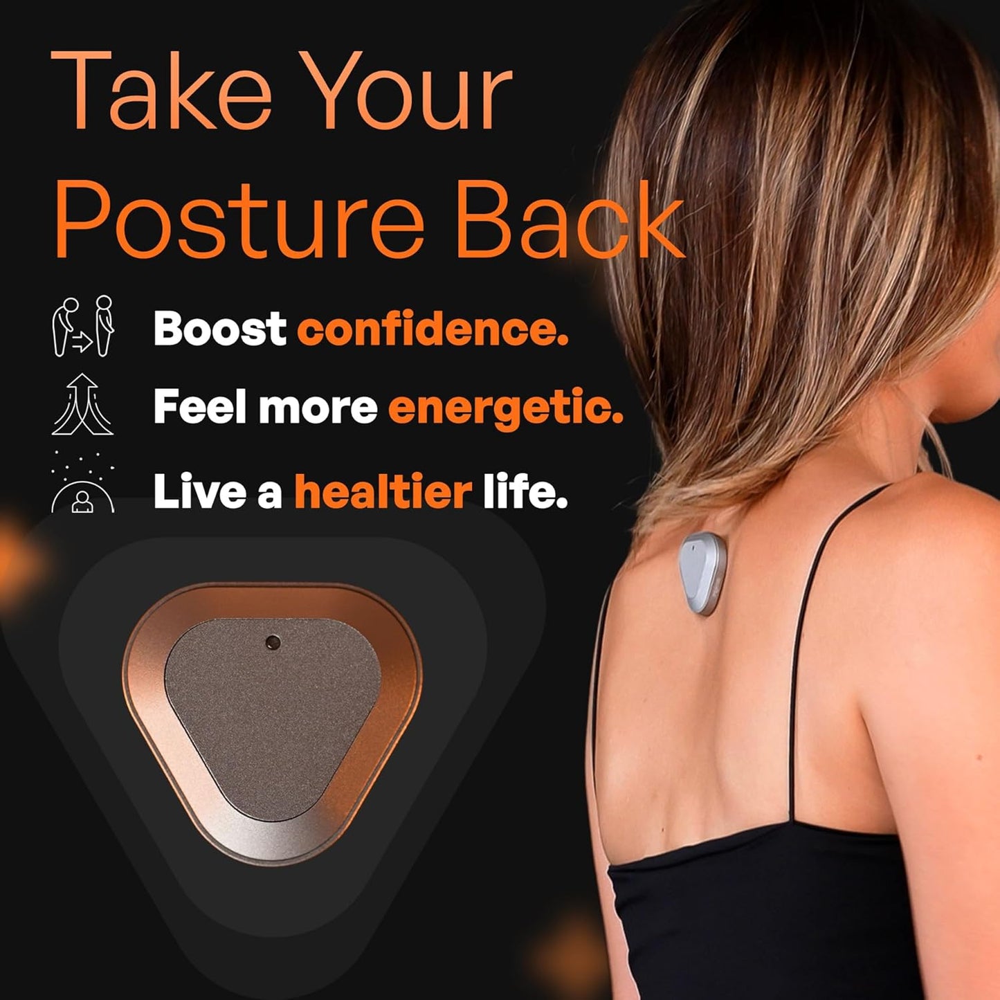 Straight Plus AI Powered Posture Corrector Trainer Device (Necklace Included) - Back Brace Smart Straightener Office Work Support - Back Postur Corrector Device - Posture Corrector for Women & Men
