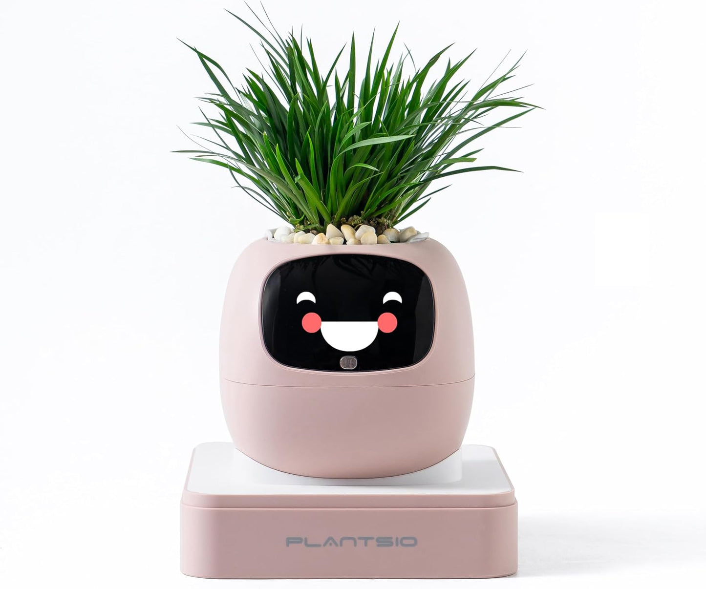 Ivy AI Smart Plant Pot with Emoji Intelligent Planter Robot for Houseplants Tamagotchi Flower Pot Stylish Plantagotchi Home Decor(Blush)