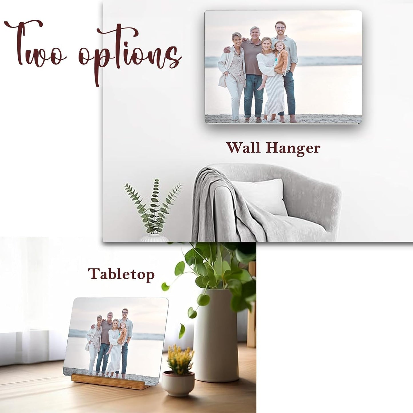 LOUISMIAA Custom Metal Picture Frame Prints,Personalized Photo Frames with Easel,Customized Metal Collage Picture Frame Gift for Family, Lover and Friend,Couple