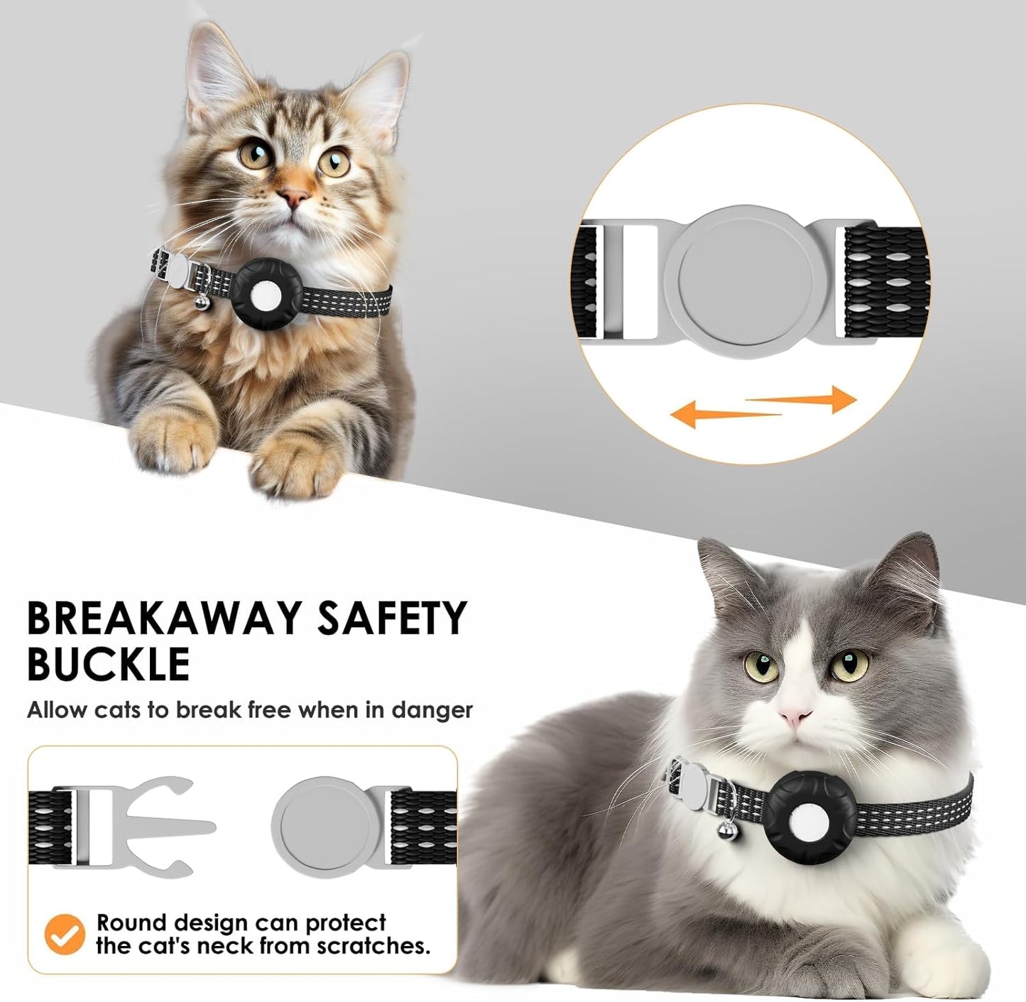 Pet Tracker for Cats, Compatible with Apple Find My App (Only iOS), Cat GPS Tracker Works with Any Collar, No Monthly Fee, Waterproof, Purple (Black)