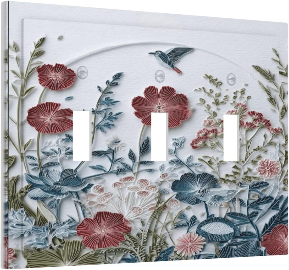 Wildflowers Flowers Floral Plants 3 Gang Triple Toggle Wall Plate Cover Decorative Light Switch Covers Electrical Faceplate Switch Plates for Bathroom Kitchen Home