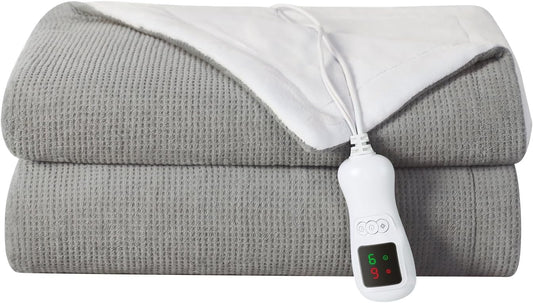 Electric Heated Blanket Throw Size, Washable Blanket Warmer for Home for Adults, Fast Heating, Super Cozy Soft Fabric, 50" x 60", 9 Heat Levels, 1-9H Auto-Off, ETL Certified, Gray