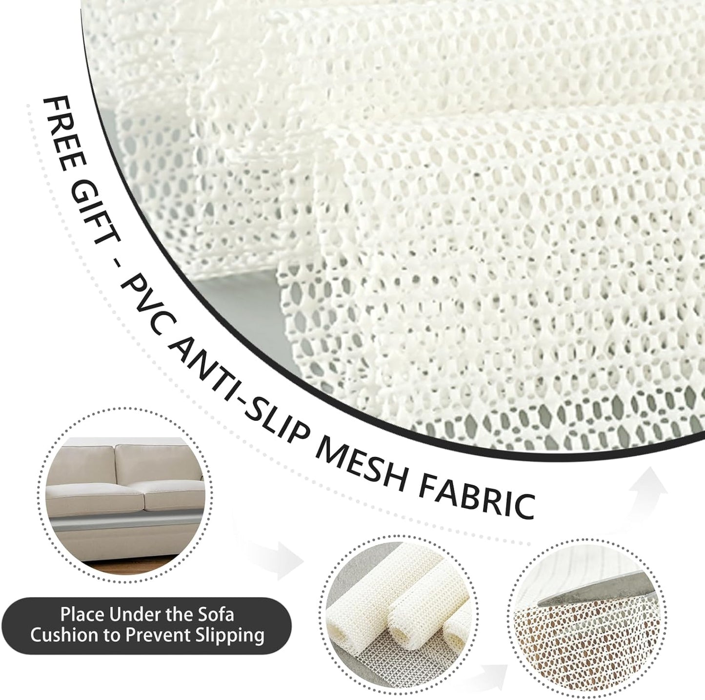 HAVARGO Couch Cushion Support for Loveseat Sofa High Density Foam 44"x20" Inches Sofa Couch Supports for Sagging Cushions Light Grey 1PC with Anti Slip Mesh Fabric