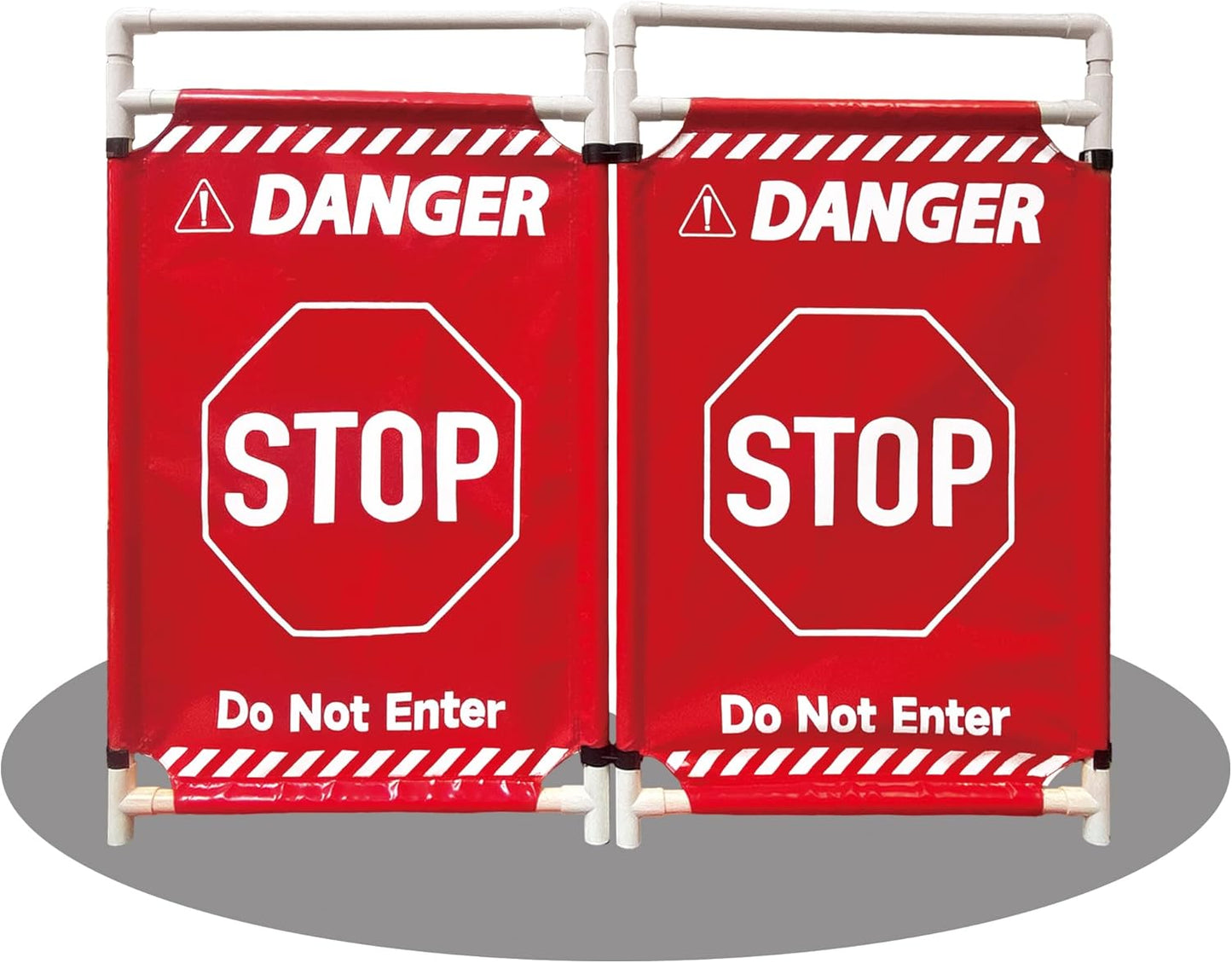 Safety Caution Barricade 2Panels Foldable Security Signs With PVC Tarp Removable Safety Barrier Wet Floor Guard Symbol Clear Printing Safety Fence(Red)