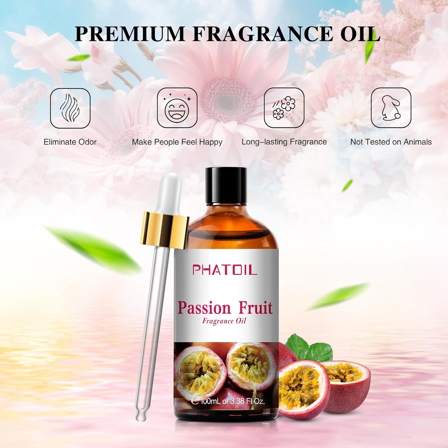 PHATOIL 3.38FL.OZ Passion Fruit Fragrance Oils for Aromatherapy, Essential Oils for Diffusers for Home, Perfect for Diffuser, Yoga, Skin Care, DIY Candle and Soap Making - 100ml