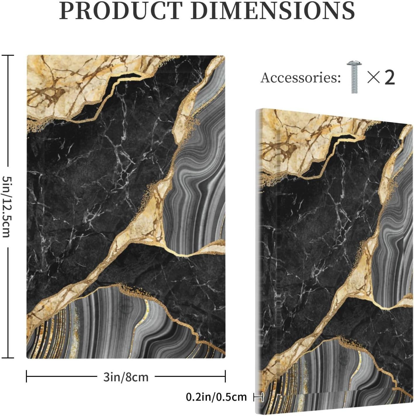 Decorative Light Switch Plate Covers Modern Abstract Black Gold Marble 1 Gang No Device Single Blank Outlet Covers Wall Plate Light Switch Cover Plate for Bathroom Kitchen Decor