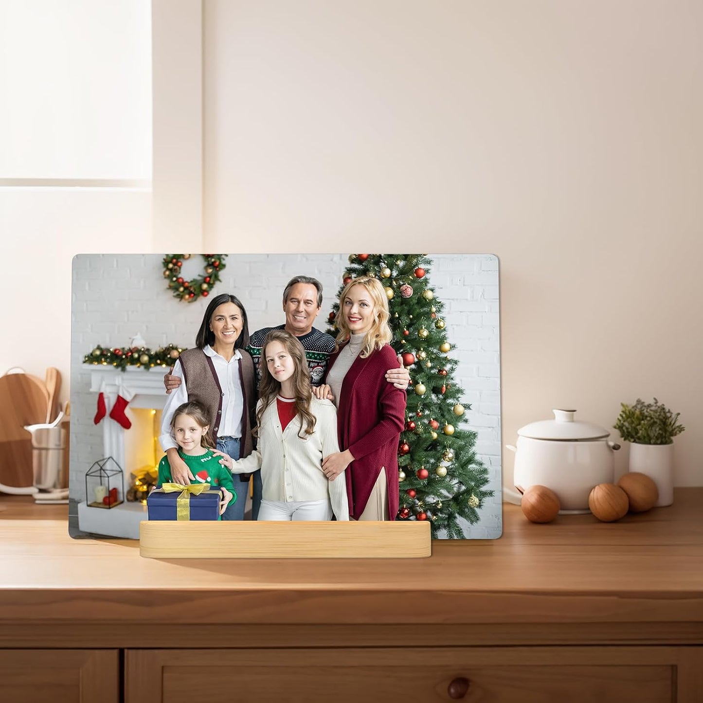 XIAODAXIA Custom Metal Photo Frame Gifts Personalized Photo Prints for Famlily and Friends -Gift Wrapping Available-Horizontal and Text-Sameday Pickup